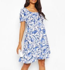 Maternity floral woven smock dress